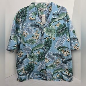 VINTAGE Aloha Republic Hawaiian Shirt Mens XXL Blue Palm Traditional NEW W/ TAGS